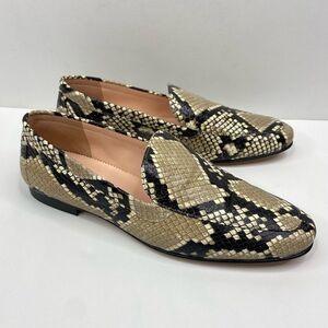 J.Crew Cecile Smoking Slippers Leather Embossed Snakeskin AQ135 Size 6.5